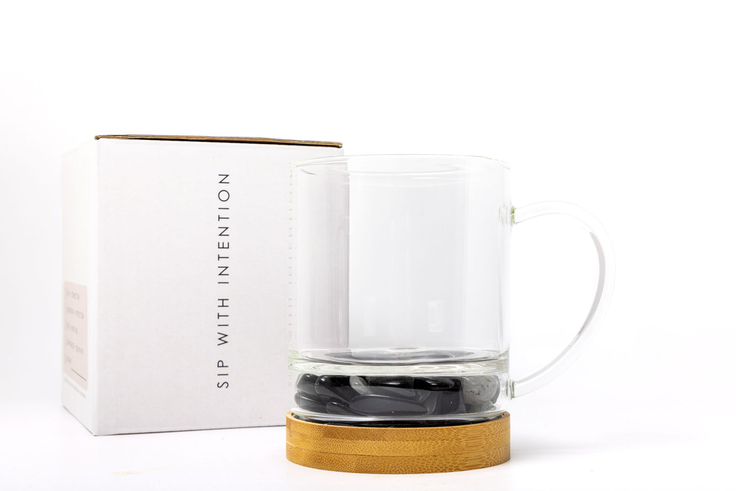 Grounding + Protection Crystal Mug with Black Obsidian and Labradorite Crystals