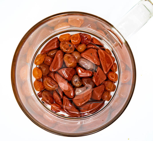 Confidence + Creativity Crystal Mug with Carnelian and Red Jasper Crystals