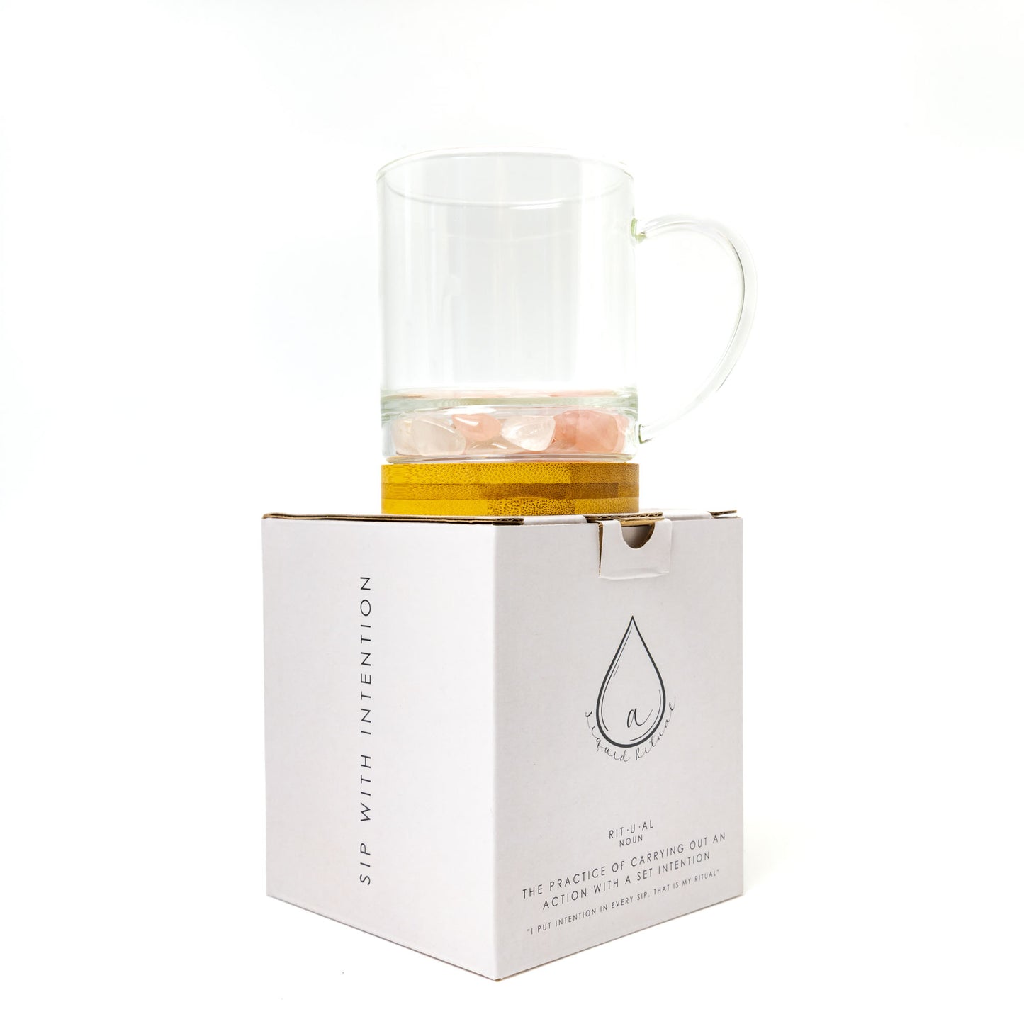 Love + Connection Crystal Mug with Rose Quartz and Clear Quartz Crystals