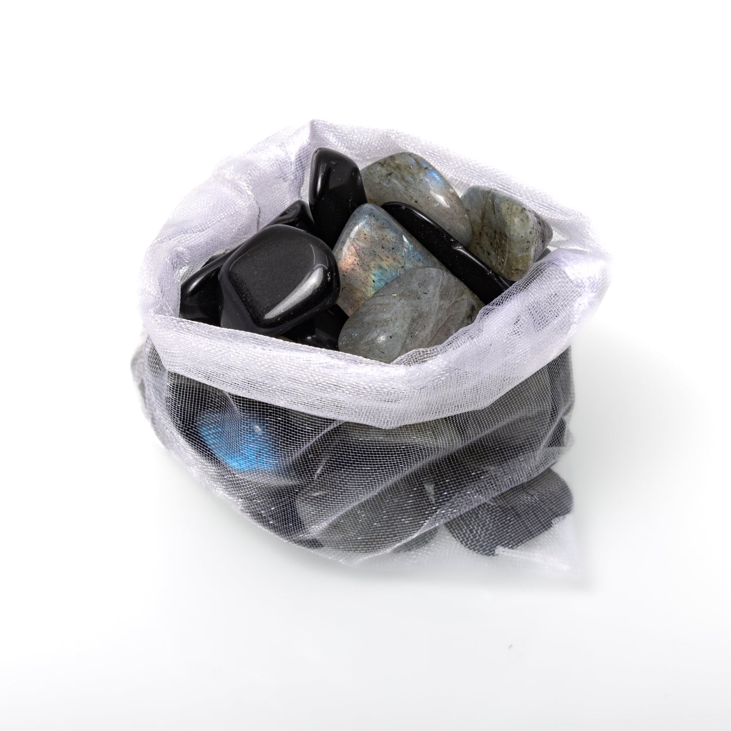 Grounding + Protection Crystal Mug with Black Obsidian and Labradorite Crystals