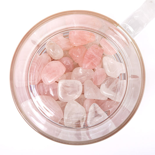 Love + Connection Crystal Mug with Rose Quartz and Clear Quartz Crystals